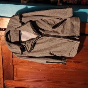 Lululemon Moto jacket ambient gray black zippers fleece neutral active sweater